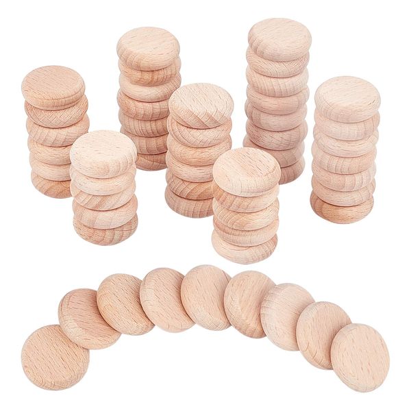 NBEADS 100 Pcs Beech Wooden Round Pieces, 2.5cm Unfinished Wood Circles Round Slices Wooden Cutouts Ornaments for DIY Crafts Painting Wedding and Home Decoration, 8mm Thick