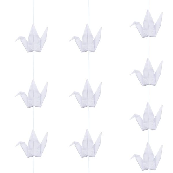 WANDIC Origami Paper Cranes, 10 Strings Handmade Folded Origami Paper Crane String Garland for Wedding Party Backdrop Home Decoration, White-100pcs