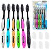 Charcoal Toothbrush 6 Pack, Natural Teeth Whitening Solution - Ultra Soft Tooth Brush - Gentle, Slim Brush Head - Black Toothbrushes for Adults Working Great with Activated Charcoal Toothpaste