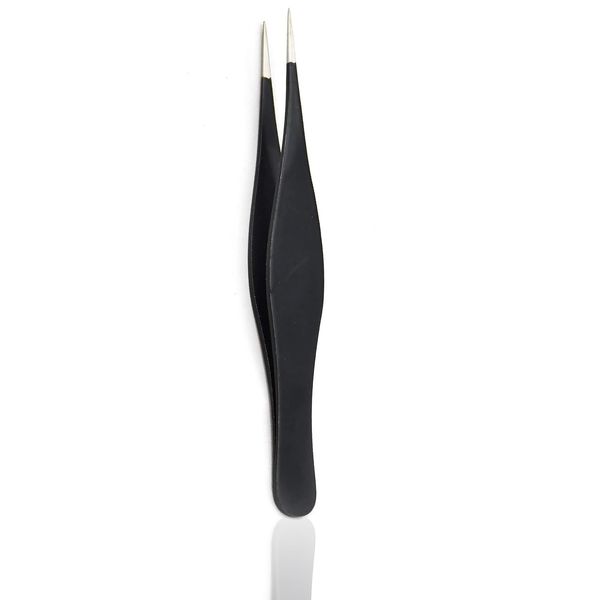 PRECISE CANADA 4.5" Eyebrow Tweezers Sharp Precision Tip Stainless Steel Beauty Tool Black