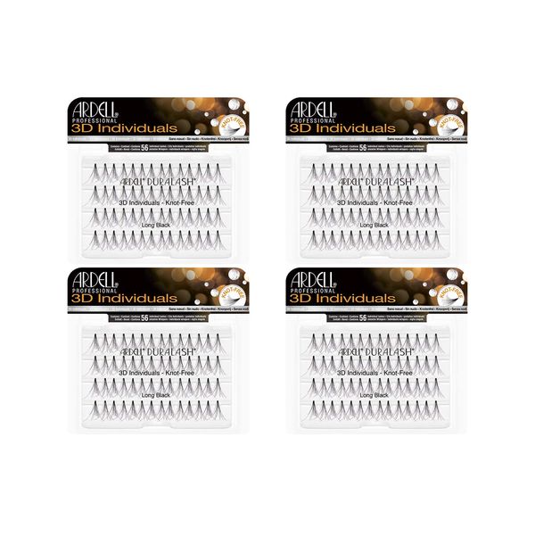 Ardell 3D Individual Lashes DIY Lash Clusters Long Black - Flared Design False Lashes, Eyelash Extensions, 4 Packs