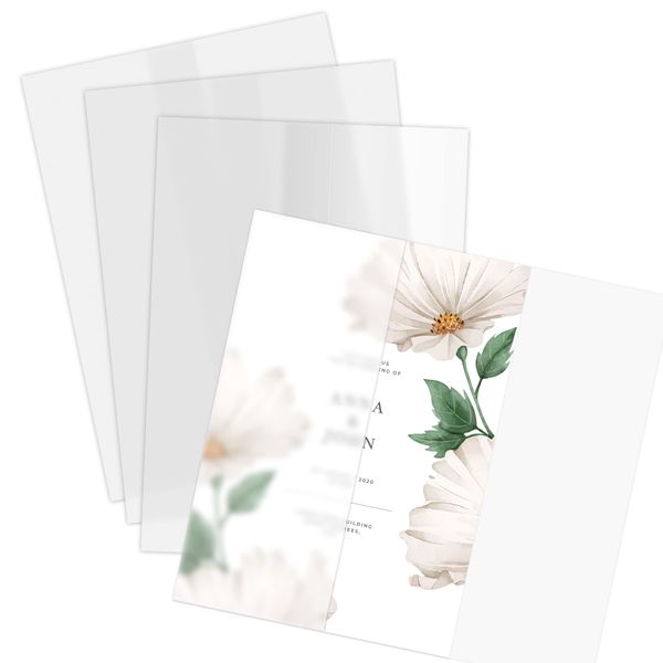 Vellum Jackets - 50 Pack Folded Vellum Jacket for 5 x 7 Invitations, Translucent Vellum Paper for Invitation, Greeting Cards, Photo Prints