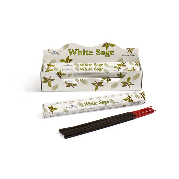 STAMFORD INC. 37119 White Sage Incense Sticks, 20 Sticks x 6 Packs