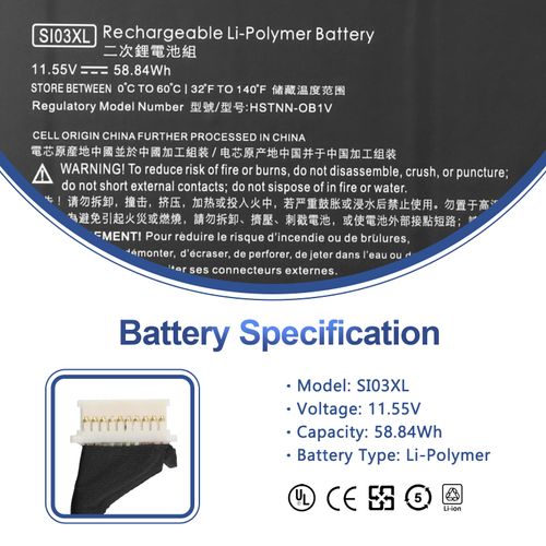 SI03XL Laptop Battery Replacement for HP Chromebook x360 14C-CC 14C-cc0000nb 14C-cc0013dx 14C-cc0047nr / Pro C640 Chromebook Series HSTNN-OB1V M12329-AC1 3ICP4/77/92 M12585-05 M12585-005 M02027-005