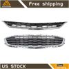 For 2016-2018 Chevrolet Malibu Black W/Chrome Front Bumper Upper & Lower Grille
