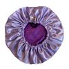 Love Fulfilled Satin Bonnet Extra Large Double Layer Reversible Adjustable Women Silky Satin Bonnet (Royal Purple & Lavender)