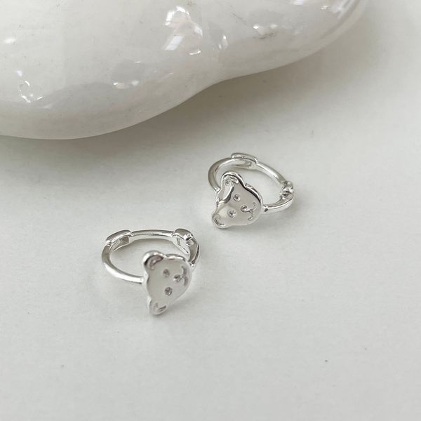 Silver 925 Teddy Bear Daily Layered Cling Silver Ring Earrings