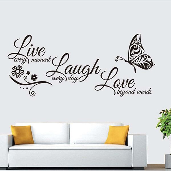 Live Every Moment Laugh Everyday Love Beyond Words Wall Stickers Art Sticker/Decal Home Door Decoration Quote Wall Art DIY Mural Decor