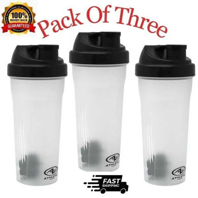 Athletic Works 24oz Gray Protein Drink Shaker Bottle W/Mixing Ball