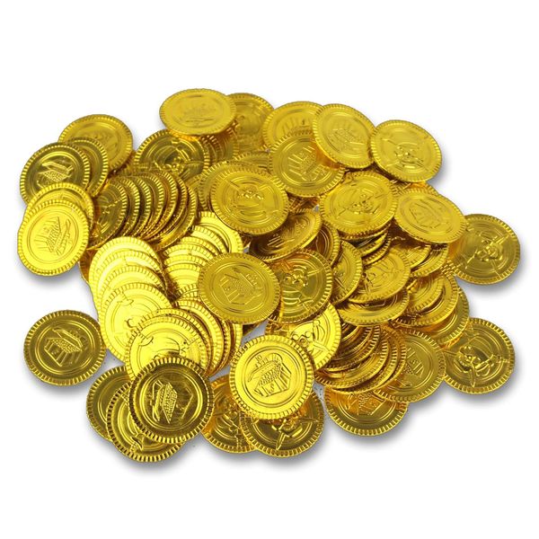 Simple Chocolate Replica Coins, 300 or 200 Gold Coins, Money Toy, Game of Life, Treasure Hunt, Treasure Chest, Pirate, Skull (300 Count)