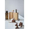 WENKO Bamboo Toothbrush Holder, Sustainable Toothbrush Cup Made of Bamboo for Toothbrush, Tongue Cleaner and Toothpaste, Practical Bathroom Accessory for Brushes and Make-Up, Diameter 7.1 x 10.7 cm