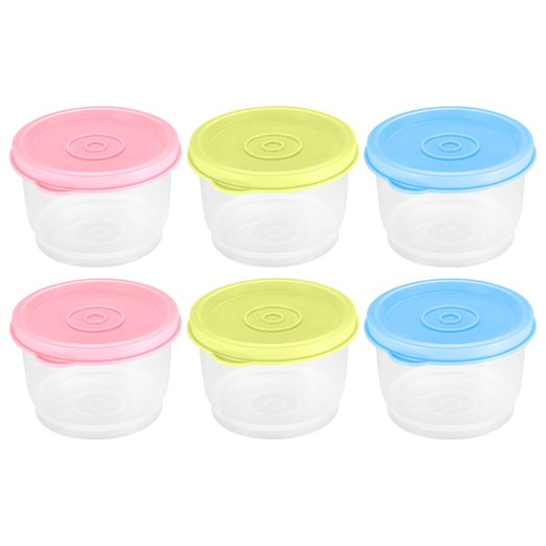 Reusable Plastic Food Storage Containers, 6 Pcs 5.4 OZ Salad Dressing Container To Go, Small Condiment Containers with Lids, Stackable Leak proof Sauce Containers for Lunch Box, Food Prep