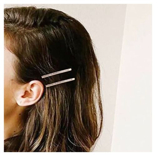 Inilbran Vintage Rhinestone Wedding Hairpin Clip Gold Crystal Hair Barrette Clip Crystal Cz Hair Clip Hairpin Decorative Bobby Pins Crystal Head Clip Cz Bride Hair Accessories for Women 2Pcs