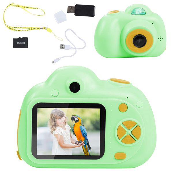 IQ Toys Digital Camera for Kids- Takes Pictures, Videos, and Digital Image Playback. USB Cable, 16 GB SD Card, and USB Card Reader Included (Green)