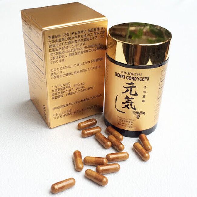 Shureihi Genki Cordyceps - Đông Trùng Hạ Thảo Genki - 60 Capsules -Made in Japan