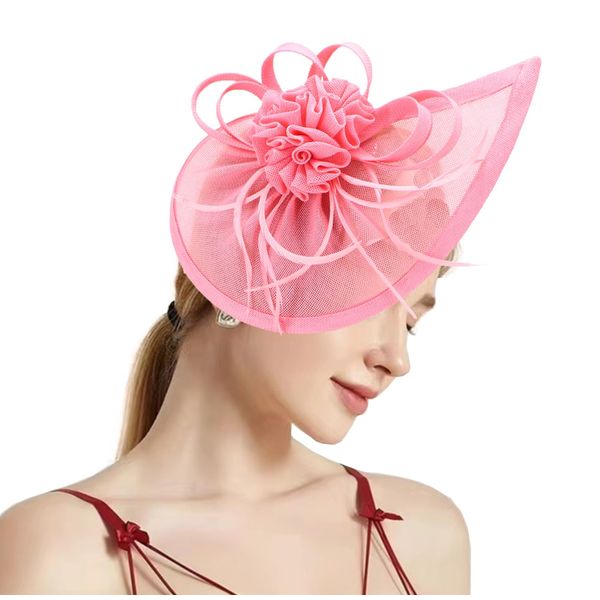 Coolwife Fascinators Sinamay Hat Womens Feather Pillbox Derby Tea Party Hat (ZA Pink)