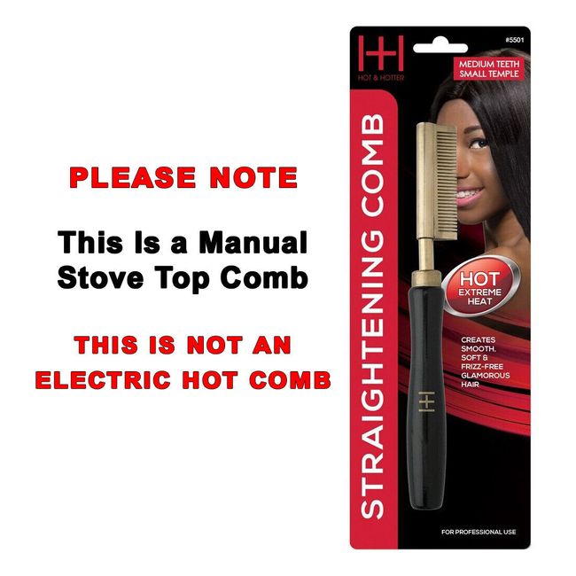 Annie Hot & Hotter Straightening Comb, Medium Teeth - Small Temple # 5501