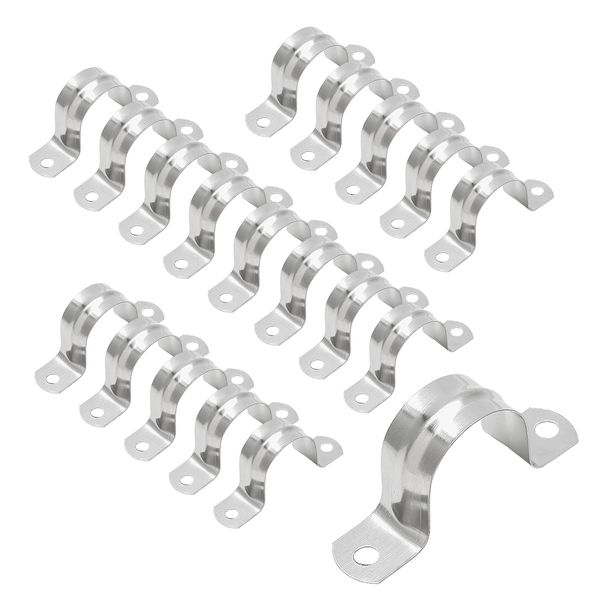 Bonsicoky 30Pcs M32 Rigid Pipe Strap, 1-1/4" Stainless Steel 2 Holes Cable U Bracket Pipe Clamp for Fixing Pipe or Cable, 0.71" Width