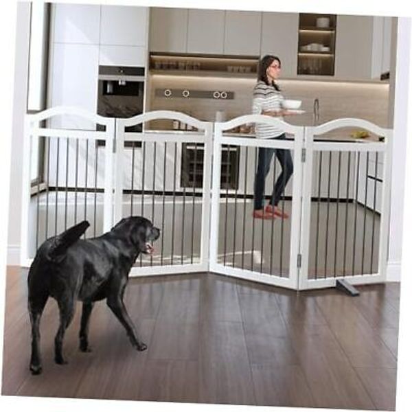 Freestanding Foldable Dog Gate Indoor, Pet Gate for 【4 Panels】80‘’W x 32''H