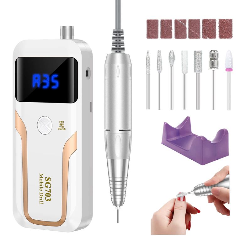 Portable Nail Drill Professional 35000 RPM, MOCOWIND Rechargeable ...