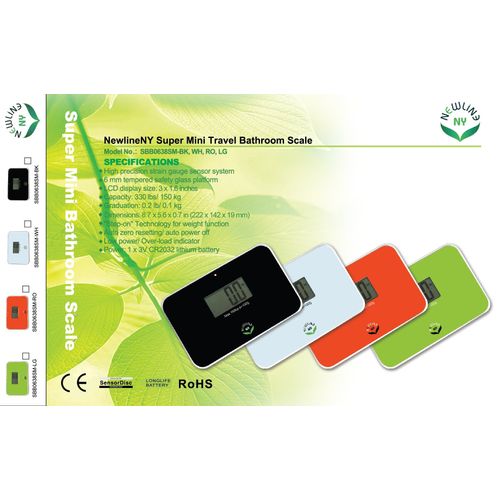 NewlineNY Auto Step On Super Mini Travel Bathroom Scale SBB0638SM (White)