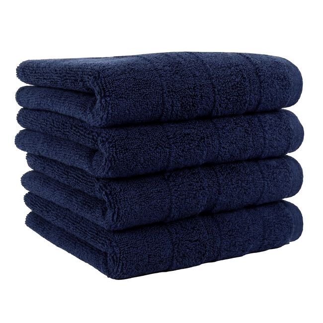 American Heritage by 1888 Mills Luxury 4-Piece Hand Towel Set, Made in US of US & Imported Materials | Supporting USA Manufacturing -Brave Blue