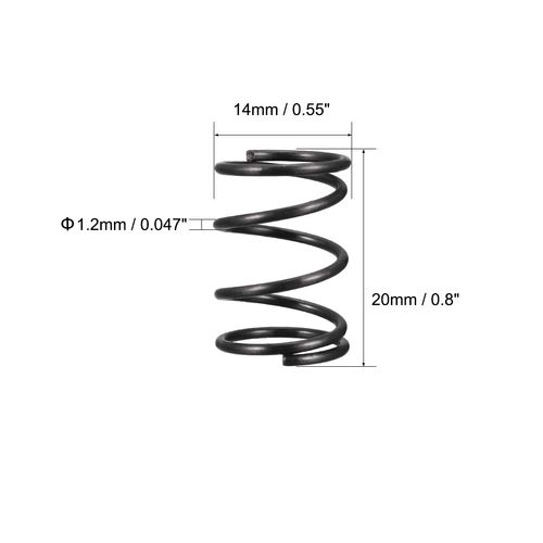 sourcingmap Compression Spring - 1.2mm Wire Dia , 14mm OD , 20mm Free Length Spring Steel Extension Spring,Black,10Pcs