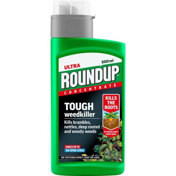 Roundup Ultra, Tough Weedkiller, Concentrate Liquid, 500 ml, Green