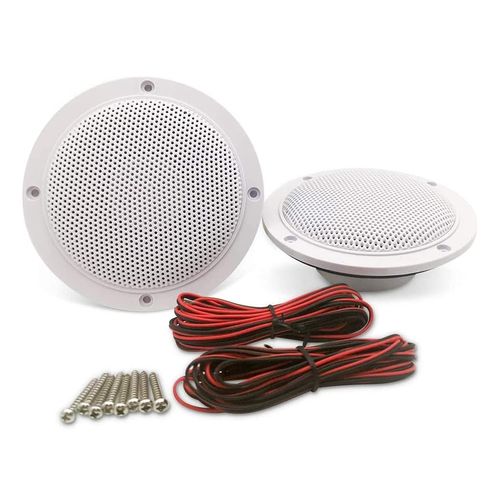 Herdio 4 Inch Round Ceiling Speakers, Pair 160 Watts Waterproof Marine Boat Built-in Speakers, for Bathroom, Spa, Room, Motorcycle, UTV, ATV, RV, Car, Golf Cart (14.3 x 13.9 x 11.8 cm)