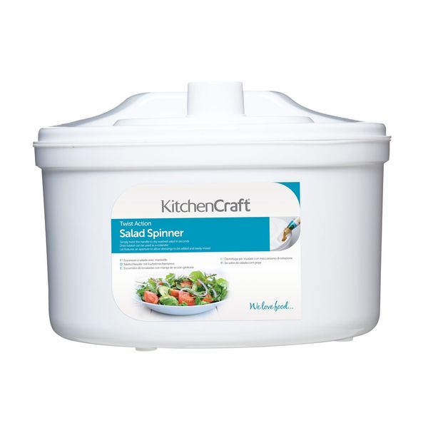 KitchenCraft KCSSP Salad Spinner and Dresser, BPA Plastic, Medium, 22.5 cm, White