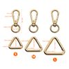 TANJUN 2pcs Double Opening Swivel Snap Hook Lobster Clasp Spring Clip Triangular buckle with Ring for bags Backpack strap (S, Gold)