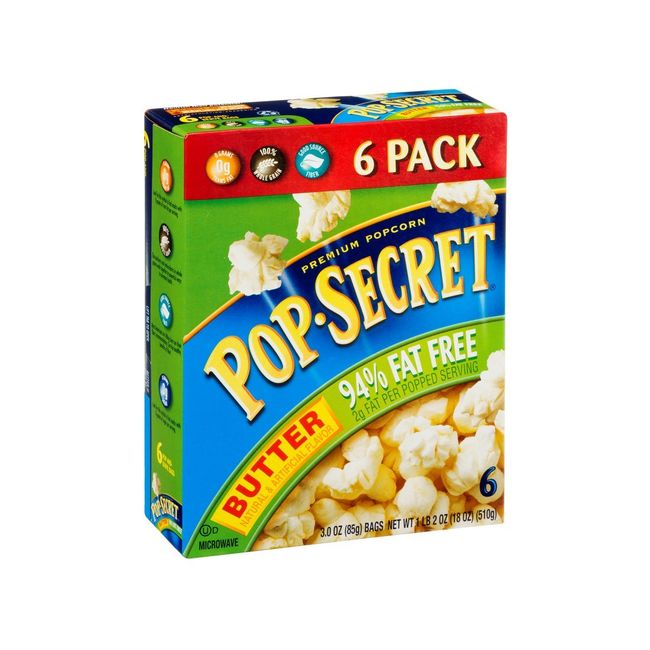 Pop Secret 94% Fat Free Butter Popcorn, 3.0 oz. Bags, 6 Count