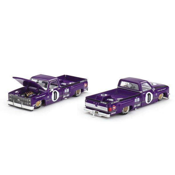 Truescale Miniatures Mini GT Kaido House Silverado Dually Kaido V1 Purple 1:64 Scale Diecast Model Car KHMG084