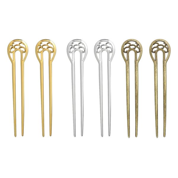 HomeSoGood 6Pcs Metal Hair Sticks, U Shaped Hairpin, Retro Hair Chopstick Hair Accessories for Women Girls