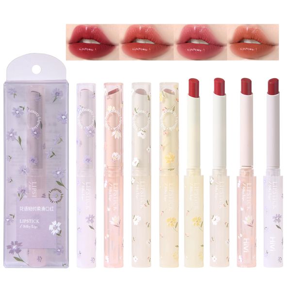 Petansy Florette Jelly Lipstick Set 4 Colors Ultra Hydrating Lip Balm Lip Gloss Lip Tinted Stain Smooth Glossy Effect for Girls & Women (B)