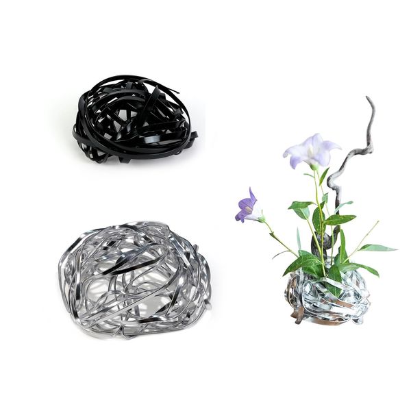 Doyime Ikebana Flower Arrangement (Set of 2) Flower Clips, Ikebana Tool, Single Holder, Vase, Crane Nest, Crane Nest, Fixed Grid, Transformable, Porous Structure, Flower Stay, Stylish, Repeated Usable, Combination, DIY Material, Durable, Easy to Use, Flow