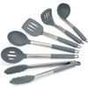 6 Piece Silicone Kitchen Utensil Cooking Set (Color: Grey)