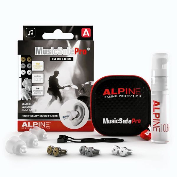 Alpine MusicSafe Pro High Fidelity Music Earplugs for Concert & Noise Reduction, 3 Interchangeable Premium Filter Sets - Professional Musicians Ear Protection - Hypoallergenic Reusable Invisible Plugs