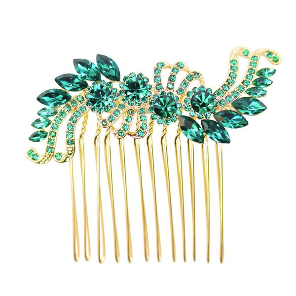 Faship Gorgeous Green Crystal Hair Comb