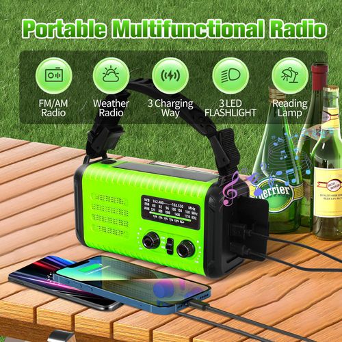 Portable Hand Crank Emergency Radio, AM/FM/NOAA Weather Radio, Storm Chasing Equipment, Solar Power, 20000mAh Rechargeable Battery With Flashlight for Indoor/Outdoor Emergencies Home Survival Supplies