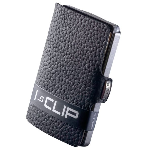 I-CLIP Original Mini Wallet mit Geldklammer - Slim Wallet - Leder Geldbörse - Premium Portemonnaie - Kartenetui - Pure Schwarz