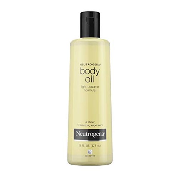 Neutrogena Body Oil Light Sesame Formula, Dry Skin Moisturizer & Hydrating Body Massage Oil, for Radiant & Healthy Looking Glow, Nourishing Bath Oil for Sheer Moisture, 16 fl. oz