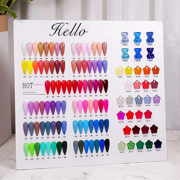 Acycoin2A Acrylic Nail Polish Color Display Board Book Nail Design Chart with 2 Styles Nail Tips Card Board Salon Showing Shelf (120 Colors)