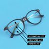 Foster Grant Men's Sawyer Multifocus Rectangular Reading Glasses, Black/Transparent, 54 mm + 1.5
