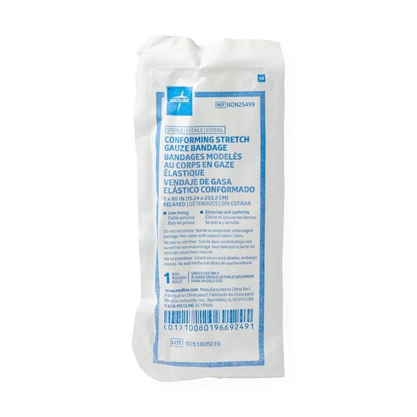 Sterile Conforming Gauze Bandage, 6" x 80", Each