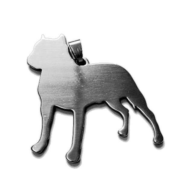 Stainless Steel Cropped Ear Pitbull Pit Bull Staffordshire Bull Terrier Dog Silhouette Pet Dog Tag Breed Collar Charm Pendant Necklace