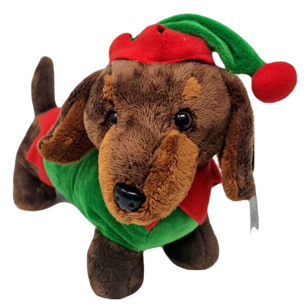 Festive Plush Sausage Dog Elf 12"