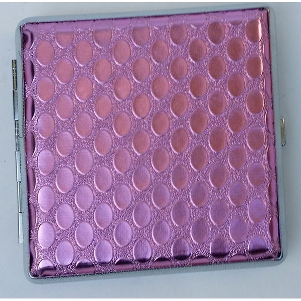 Eclipse Metallic Pink Leather Wrapped Silver Framed Cigarette Case Holds Kings