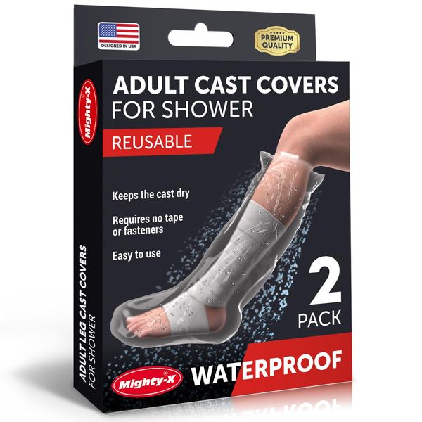 100% Waterproof Cast Cover Leg -【Watertight Seal】- Reusable 2 pk Cast Protector for Shower Leg Adult Knee, Ankle, Foot - Half Leg Covers