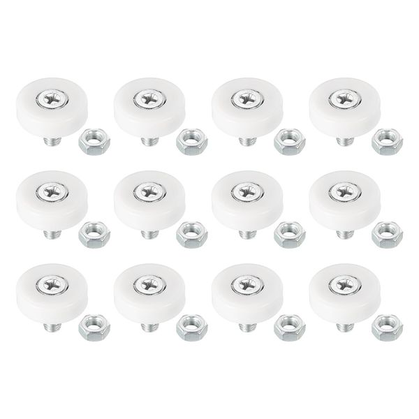 PATIKIL 22mm Drawer Rollers 12pcs Plastic Drawer Pulley Replacement Wheel with Nuts